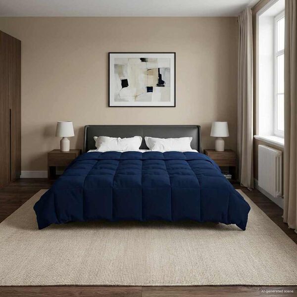 vidaXL Full Year Duvet Quilted Dark Blue 200 x 200 cm Microfiber