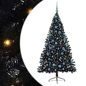 vidaXL Artificial Pre-lit Christmas Tree Black 180 cm PVC
