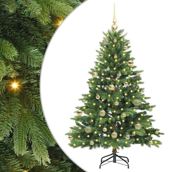 vidaXL Artificial Christmas Tree with 150 LEDs Green 150 cm PE and PVC