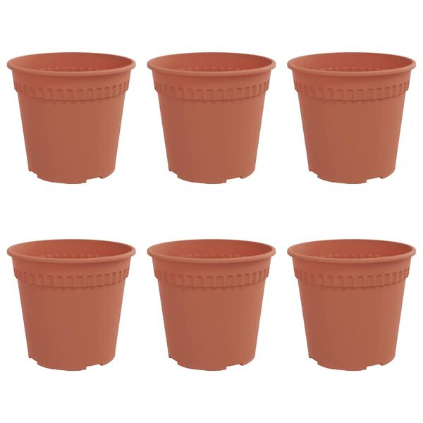 vidaXL Round Flower Pot 6 pcs Brick Red &Oslash; 19 x 16 cm Plastic
