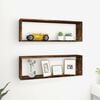 vidaXL Wall Cube Shelves 2 pcs Smoked Oak 80x15x26.5 cm Engineered Wood