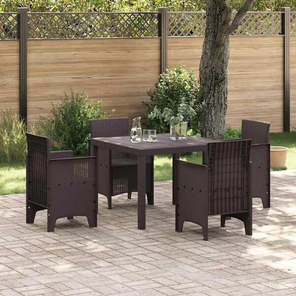 vidaXL Garden Dining Table Brown 100 x 100 x 73 cm Poly Rattan