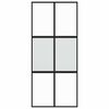 vidaXL Sliding Door Black 90x205 cm Tempered Glass and Aluminium