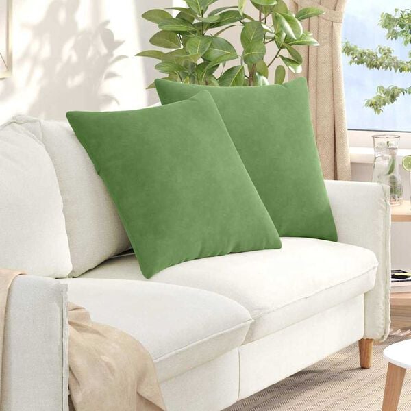 vidaXL Sofa Pillows 2 pcs Light green 80 x 80 cm Corduroy Fabric