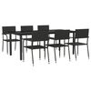 vidaXL 7 Piece Garden Dining Set Black Poly Rattan and Steel