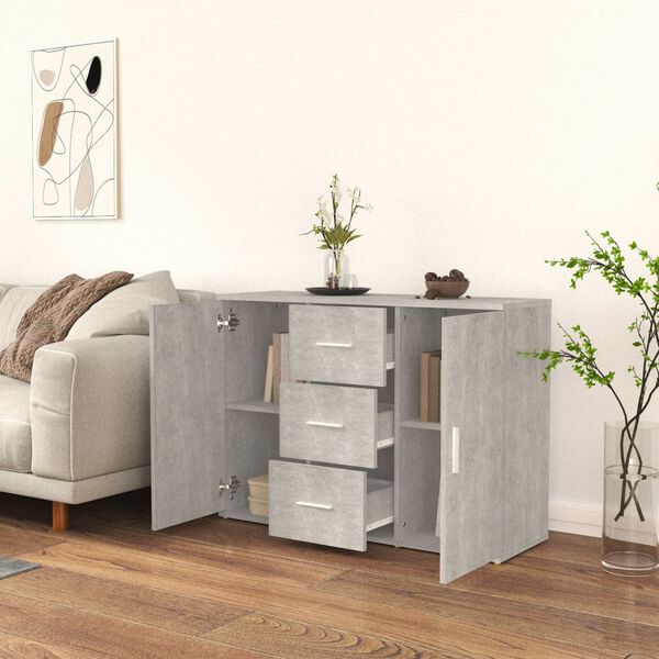 vidaXL Sideboard Concrete Grey 91x29.5x65 cm Engineered Wood