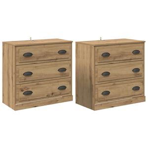 vidaXL Sideboards with Drawer 2 pcs Artisan Oak 70 x 35.5 x 67.5 cm