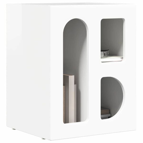 vidaXL Bedside Table High Gloss White 40 x 35 x 50 cm Engineered Wood