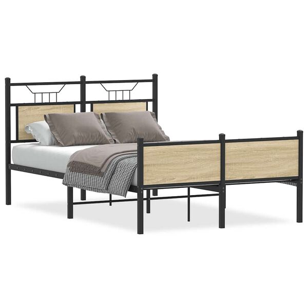 vidaXL Bed Frame without Mattress Sonoma Oak 120x190 cm Small Double Engineered Wood