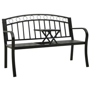 vidaXL Garden Bench with Table Black 120 cm Steel