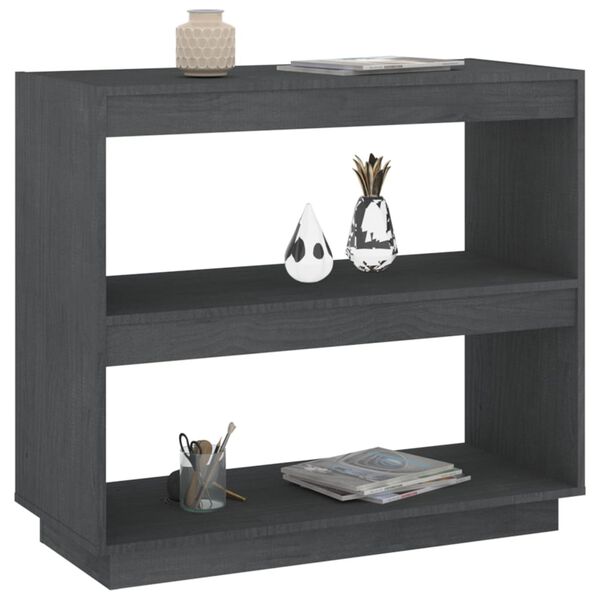 vidaXL Book Cabinet Grey 80x35x71 cm Solid Pinewood