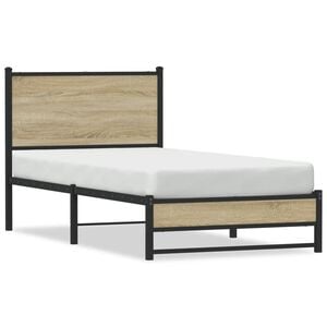 vidaXL Metal Bed Frame without Mattress Sonoma Oak 90x190 cm Single