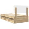 vidaXL Bed Frame with Headboard Sonoma Oak 90 x 200 cm Solid Pine Wood