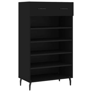 vidaXL Shoe Cabinet | Black | Engineered wood, iron, aluminium | 60x35x105 cm