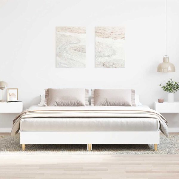 vidaXL Bed Frame No Mattress White 200x200 cm Engineered Wood
