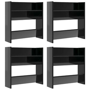 vidaXL Wall Shoe Cabinets 4 pcs High Gloss Black 60x18x60 cm