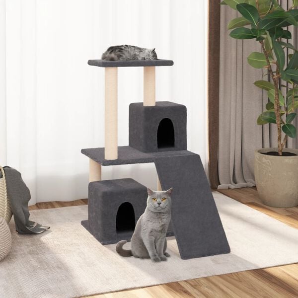 vidaXL Cat Tree with Sisal Scratching Posts Dark Grey 82 cm