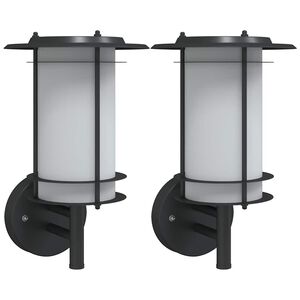vidaXL Outdoor Wall Lights 2pcs Black Stainless Steel