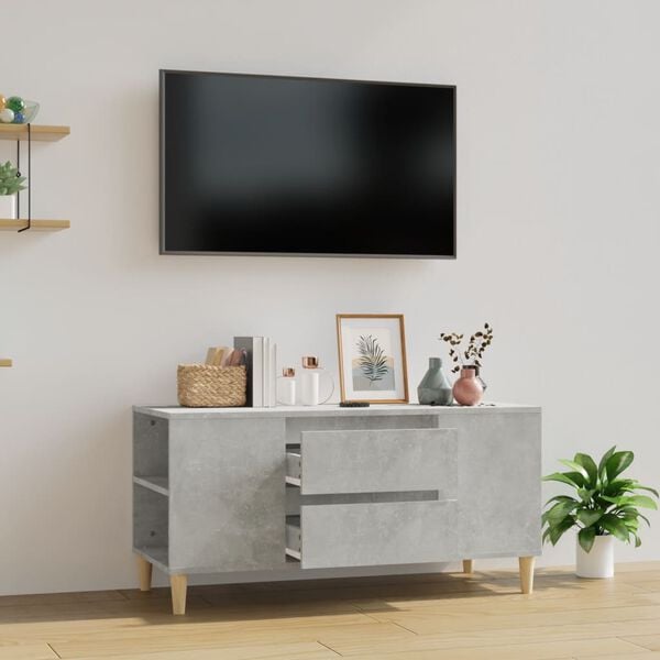 vidaXL TV Cabinet Concrete Grey 102x44.5x50 cm Engineered Wood