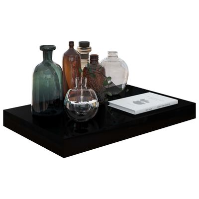 vidaXL Floating Wall Shelf High Gloss Black 40x23x3.8 cm MDF
