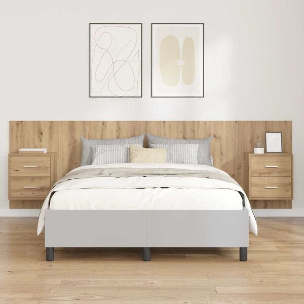 vidaXL Headboard with Cabinet 3 pcs Artisan Oak Engineered Wood