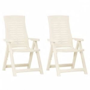 vidaXL Garden Reclining Chairs 2 pcs Plastic White