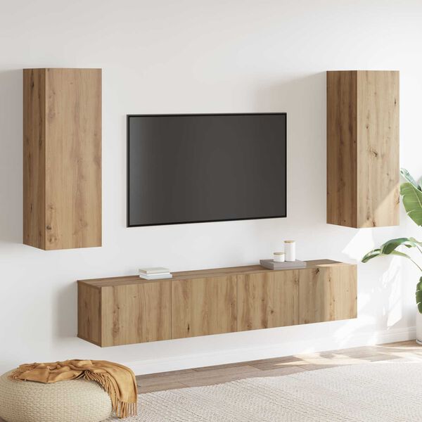 vidaXL Wall Mounted TV cabinets 4 pcs Artisan Oak Engineered Wood