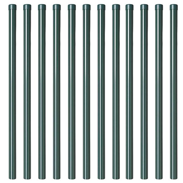 vidaXL Fence Posts 12 pcs Green 100 cm Powder-coated steel
