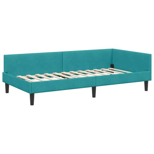 vidaXL Corner Bed Frame with Headboard Turquoise 80 cm x 200 cm Velvet