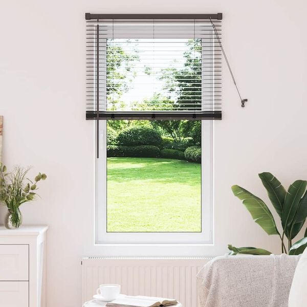 vidaXL Window Blind with Curtains Manual Black Aluminium
