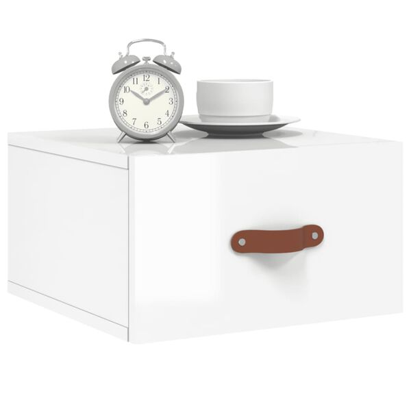 vidaXL Wall-mounted Bedside Cabinets 2 pcs High Gloss White 35x35x20 cm