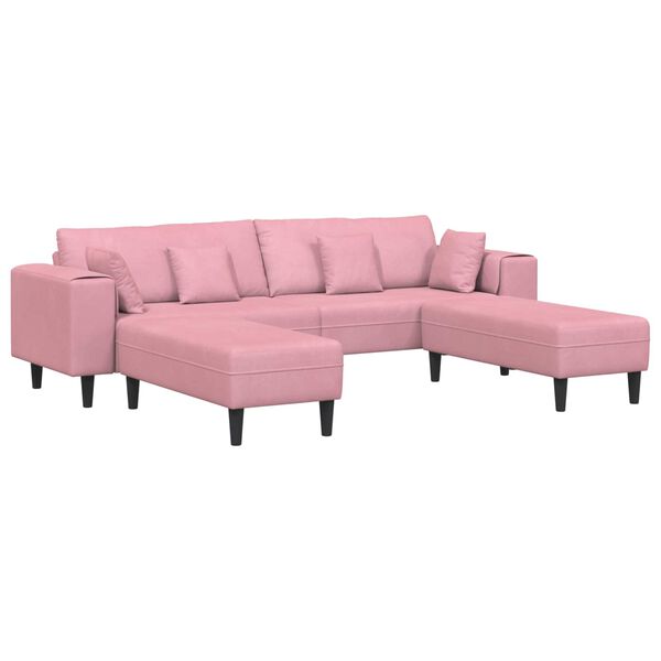 vidaXL Sofa with Cushion 3 pcs Pink Velvet