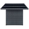 vidaXL Garden Table Dark Grey Poly Rattan and Tempered Glass
