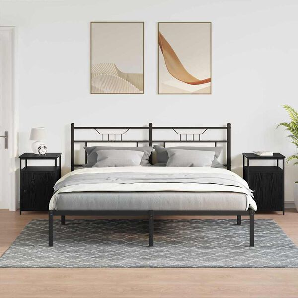 vidaXL Bedside Cabinet Black oak Engineered Wood