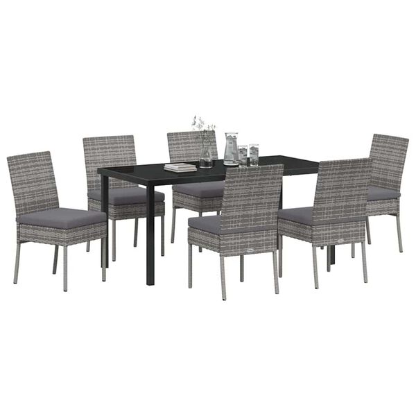 vidaXL Garden Dining Set 7 pcs Grey Powder-Coated Steel