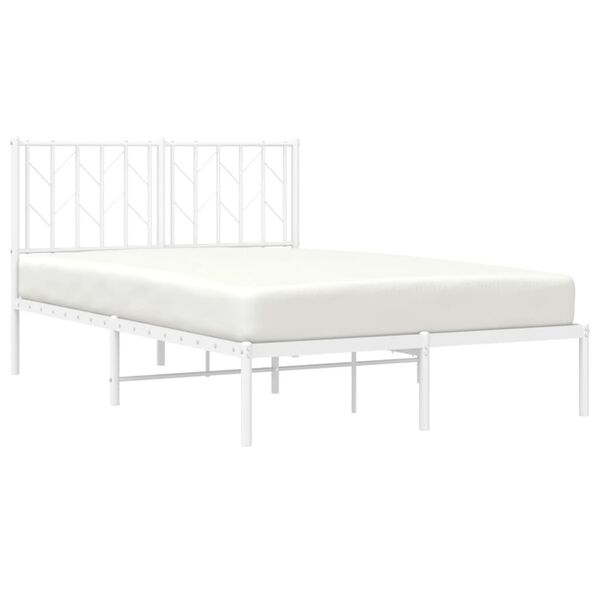 vidaXL Metal Bed Frame without Mattress with Headboard White 120x200cm
