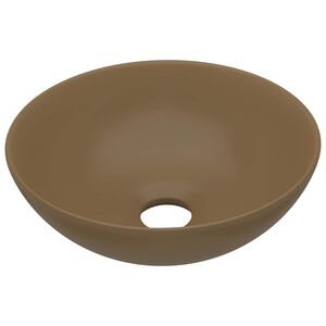 vidaXL Bathroom Sink Ceramic Matt Cream Round