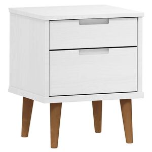 vidaXL Bedside Cabinet "MOLDE" White 40x35x48 cm Solid Wood Pine