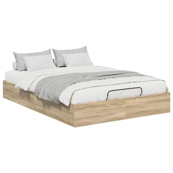 vidaXL Ottoman Bed Frame Sonoma Oak 193 x 120 x 25 cm Engineered Wood