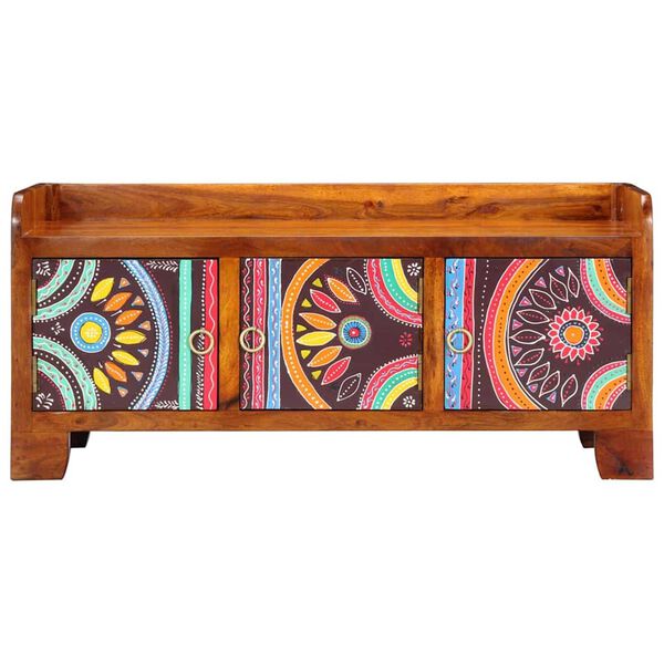 vidaXL Shoe Cabinet Multicolour 90 x 35 x 40 cm Solid Acacia Wood