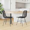 vidaXL Dining Chair 2 pcs Black 44 x 47 x 85 cm Rattan and Iron