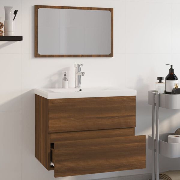 vidaXL Bathroom Furniture Set Brown Oak Engineered Wood
