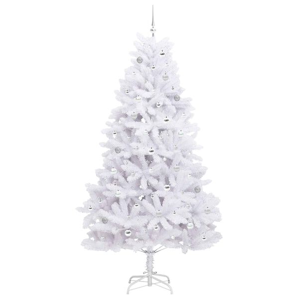 vidaXL Artificial Hinged Christmas Tree White 240 cm PVC and Steel