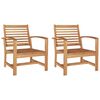 vidaXL Chair 2 Piece Brown 65 x 60 x 76.5 cm Solid Teak Wood