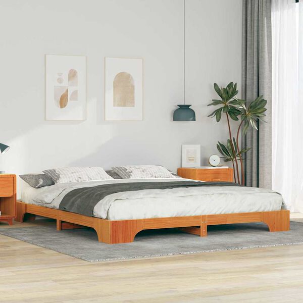 vidaXL Bed Frame Brown 200 x 210 cm Solid Pine Wood