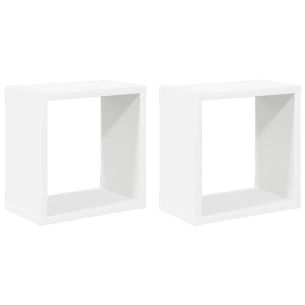 vidaXL Wall Cube Shelves 2 pcs White 26x15x26 cm
