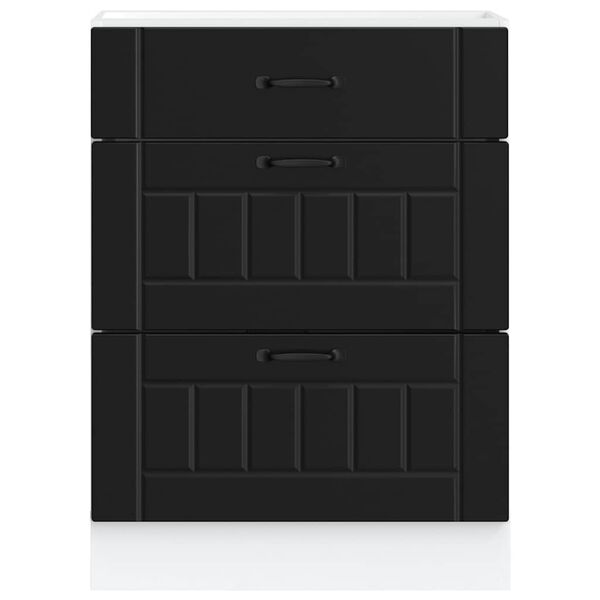 vidaXL Kitchen Base Cabinet "Lucca" Black Engineered Wood