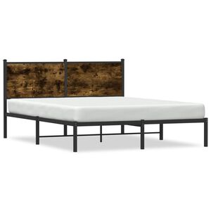 vidaXL Metal Bed Frame without Mattress Smoked Oak 150x200 cm King Size