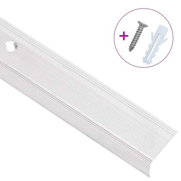 vidaXL Stair Nosings in L-shape 15 pcs Aluminium 100 cm Silver