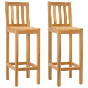 vidaXL Bar Stool 2 pcs Brown Solid Teak Wood
